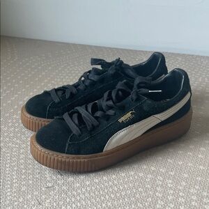 Puma Black Suede Sneakers with White Stripe